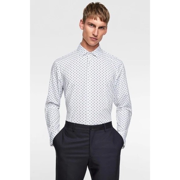 Zara Other - Zara Men’s Stretch Slim Fit Long Sleeve Button Down Shirt - Triangle Print